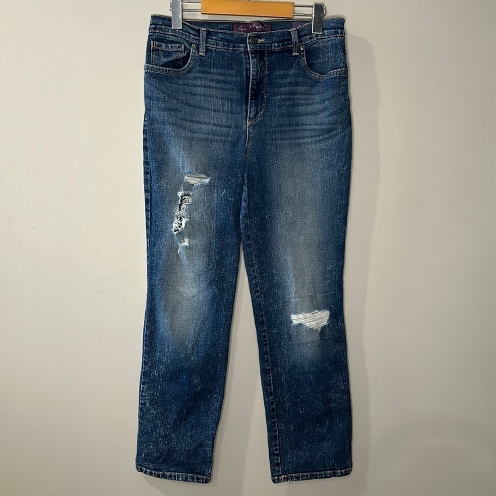 Gloria Vanderbilt Amanda High-Rise Blue Jean Distressed Women's Size 10 Petite